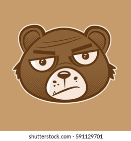 Brown angry bears cartoon emotions icon vectors.