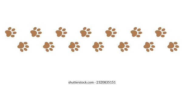 Brown animal dog footprints, paw track isolated on white background, vector illustration