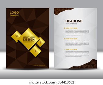 Brown Annual report template , cover design, brochure flyer, booklet, polygon background, newsletter, poster, leaflet, magazine ads Vector illustration