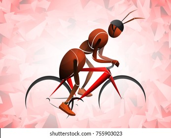 brown ant an athlete bicycle, vector