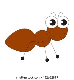 Brown ant cartoon. Outlined character with black stroke.