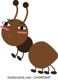 Brown ant. Cute happy face animal. Cartoon character