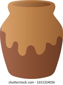Brown antique pottery jar isolated vector illustration.