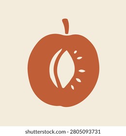 Brown Apple Cross Section Illustration in Scandinavian Flat