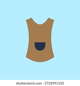 Delantal marrón con Ilustración vectorial de bolsillo sobre fondo azul 