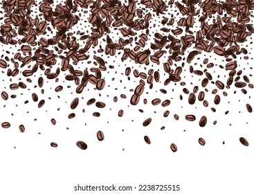 Brown Arabic Abstract Vector White Background. Graphic Robusta Design. Black Drawn Pile Template. Roasted Grain Backdrop.