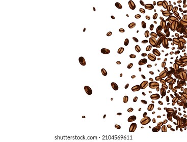 Brown Arabic Graphic Vector White Background. Drawn Pile Template. Dark Roasted Robusta Frame. Organic Grain Cover.