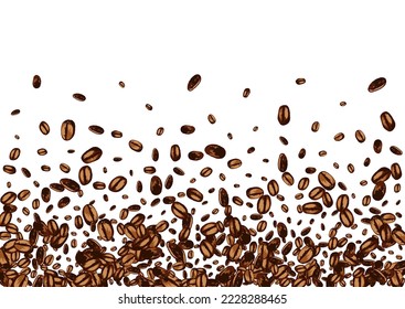 Brown Arabic Graphic Vector White Background. Organic Robusta Design. Black Roasted EspressoCoffee Illustration. Sketch Pile Template.