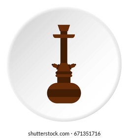 Brown arabic hookah icon in flat circle isolated vector illustration for web