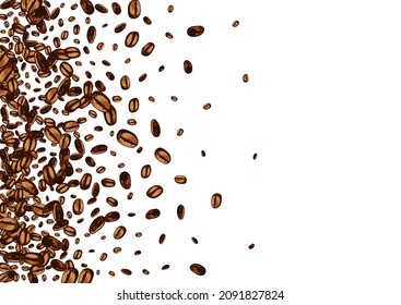 brauner, realistischer Vektorweißhintergrund. Grafisches Saatpapier. Dark Roasted Robusta Muster. Abstraktes EspressoKaffeeposter.