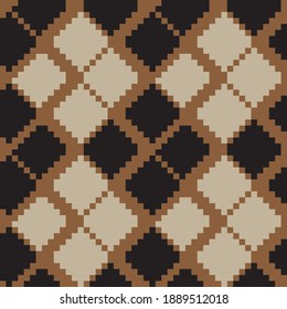 Brown Argyle, diamond shape seamless pattern background suitable for fashion textile, knitwear, graphics