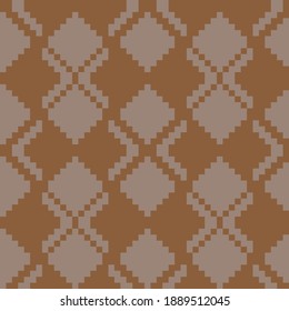 Brown Argyle, diamond shape seamless pattern background suitable for fashion textile, knitwear, graphics