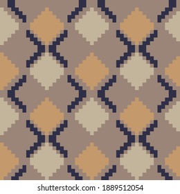 Brown Argyle, diamond shape seamless pattern background suitable for fashion textile, knitwear, graphics