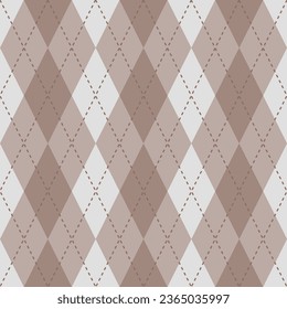 Brown argyle pattern. Argyle vector pattern. Argyle pattern. Seamless geometric pattern for clothing, wrapping paper, backdrop, background, gift card, sweater.