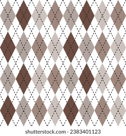 Brown argyle pattern. Argyle vector pattern. Argyle pattern. Seamless geometric pattern for clothing, wrapping paper, backdrop, background, gift card, sweater.