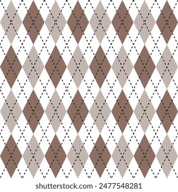 Motif d'argyle brun. Argyle  motif de Image vectorielle. Motif argyle. Motif géométrique harmonieux de vêtements, papier à envelopper, arrière-plan, arrière-plan, carte cadeau, pull.