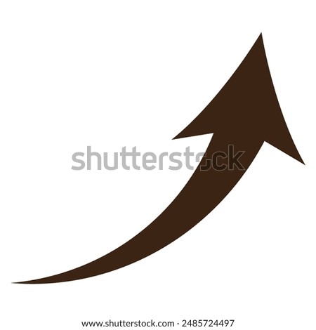 Brown arrow icon on white background. Curved arrow sign.