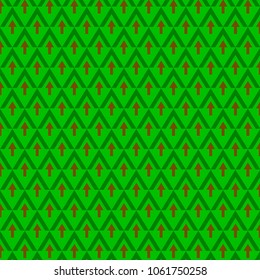 Brown arrow on green pattern background
