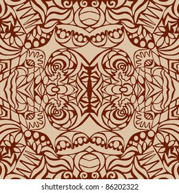 Brown art deco seamless pattern