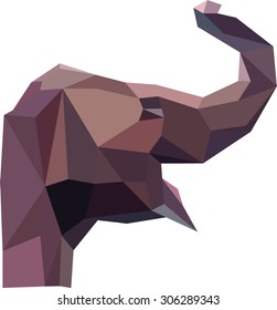 An brown Asian elephant with low polygon style