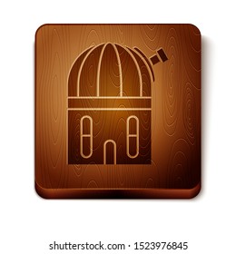 Brown Astronomical observatory icon isolated on white background. Wooden square button. Vector Illustration Brown Astronomical observatory icon isolated on white background. Wooden square button. Vector Illustration