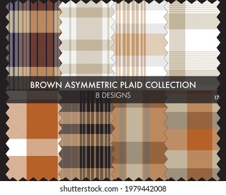 Brown Asymmetric Plaid seamless pattern collection includes 8 designs for fashion textiles and graphics