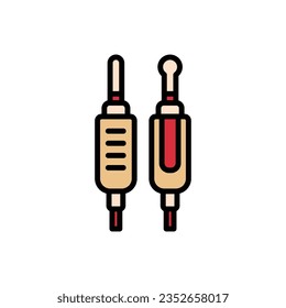 Ilustración de vectores de icono de audio de jack de audio marrón