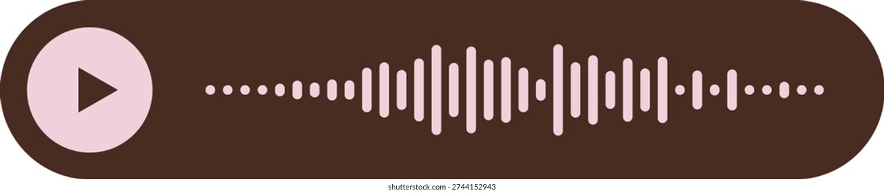 Brown audio message waveform and play button, conveying audio snippets