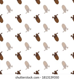 Brown autumn acorn repeat pattern print background