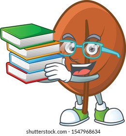 brown autumn leaf with a character student bring book.