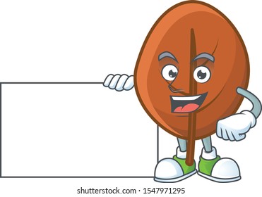 brown autumn leaf isolated grinning with board mascot