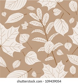 Brown autumn leaves seamless abstract vector background