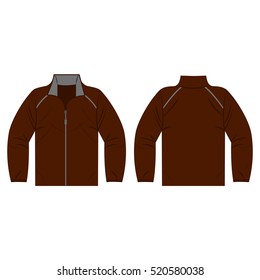 Brown autumn, spring jacket isolated vector front and back for promotion advertising