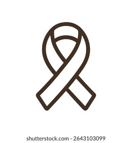 Brown Awareness Ribbon Symbolizing Support. Icon symbol illustration