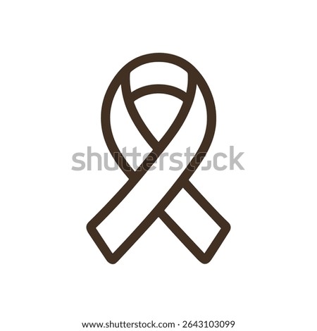Brown Awareness Ribbon Symbolizing Support. Icon symbol illustration