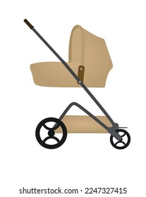 Brown baby stroller. vector illustration