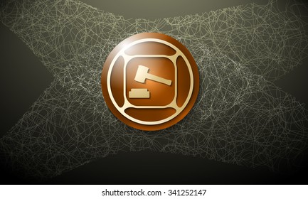 Brown background with abstract cobweb and justice symbol