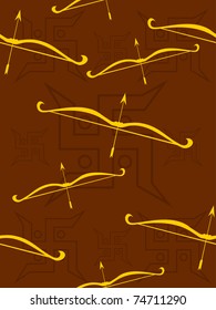brown background with arrow, bow and swastika