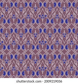 
brown background with blue repeated abstract pattern in line for cover, fabric, ceramic and etc