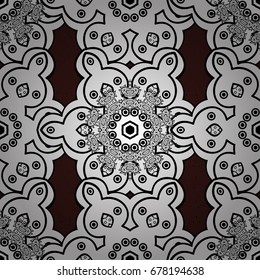 Brown background. Boho style flower seamless pattern. Vector Mandala. Tiled mandala design, best for print fabric or papper and more.