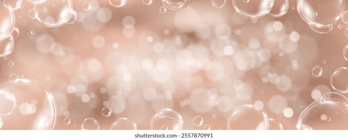 Brown Background with Bokeh Sunlight in Mocha Mousse color 2025 for Product Banner,Natural Light brown abstract blurry bokeh with bubbles and white defocused lights 