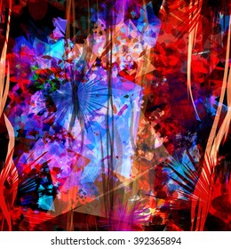 Brown background with bright blue spots. Vector. Seamless abstract background. The effect of watercolors and blur