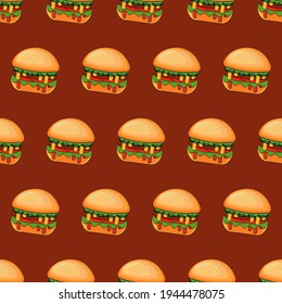 Fondo marrón. Patrón de hamburguesas. Patrón de hamburguesas sin vectores.