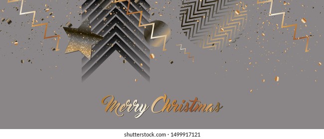 Brown background Christmas and new year's template gold frame vector elegant on dark banner design