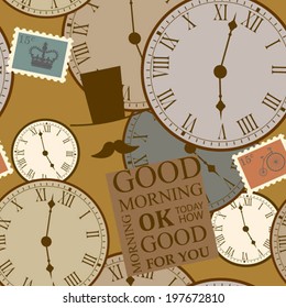 brown background with clock