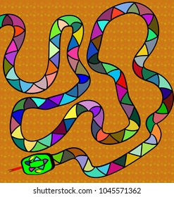 brown background and colored snake