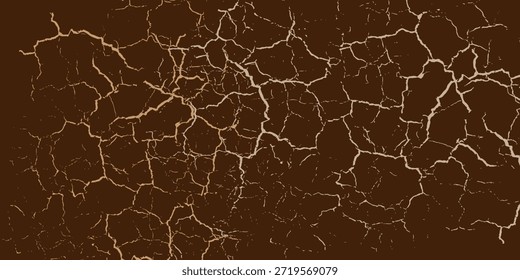 Fondo marrón con efectos grunge agrietados y grises. Una textura de capa desgastada. Concepto de fondo de polvo de superficie Abstractas y una pared sucia y áspera. Efectos desgastados, desgarrados y desgastados. Ilustración vectorial.