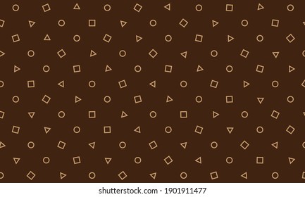 Fondo marrón y cuadrado crema, patrón sin fisuras de círculo y triángulo. Sencillo pero elegante. Adecuado para papel de pared, impresión de tela, papel de envoltura de regalo o fondo de tu obra de arte.
