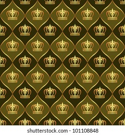 brown background with crowns - seamless