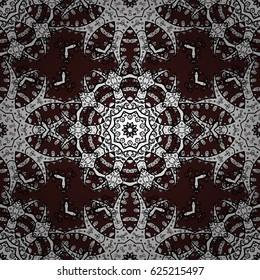 Brown background. Decorative illustration for print, web. Brown linear background. Floral seamless pattern with swirl.